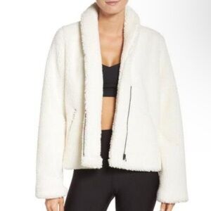 Alo Sherpa Teddy White Zip Up Jacket